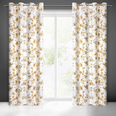 Perde blackout Eurofirany Drape 386167, 140x250 cm, me lule, e bardhë