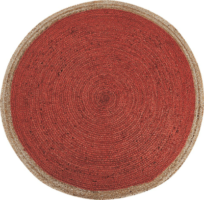 Округол килим MENEMEN, јута, 120 cm, корално црвена