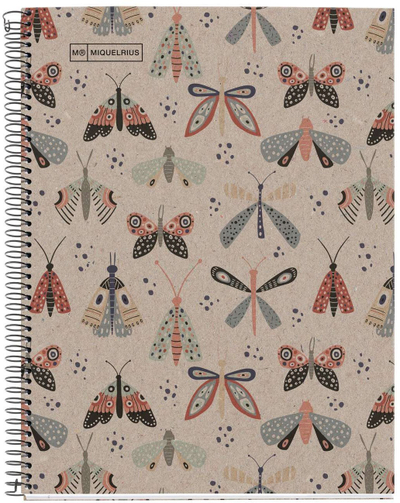 Fletore Miquelrius 100% Recycled Notebook A4, 80 fletë 5 mm 80 g, kapak karton i ricikluar, Eco Butterfly