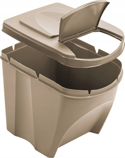 Set kosash riciklimi SORTIBOX ECO WOOD Naturo, 4x25L, plastike me dru, bezhë