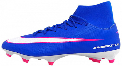 Këpucë futbolli Nike Zoom Mercurial Superfly 10 Academy FG MG, Air Zoom, jakë Dynamic Fit, blu e bardhë