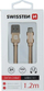 Kabllo karikimi SWISSTEN USB në USB C, 1.2m, ngjyrë argjendi