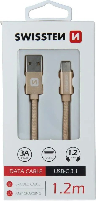 Kabllo karikimi SWISSTEN USB në USB C, 1.2m, ngjyrë argjendi