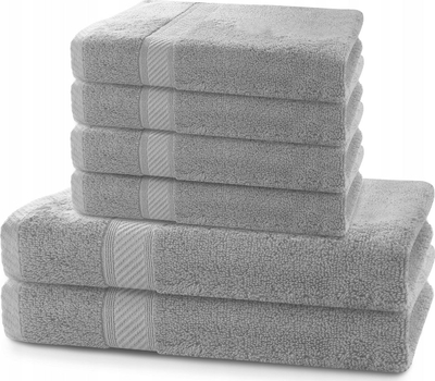 Set peshqirësh DecoKing Bamby, 2 peshqirë banje, 4 peshqirë duarsh, gri