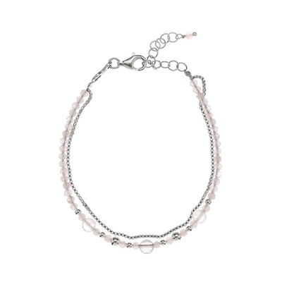 Byzylyk Alisia Double Bracelet AL3054, argjend, detaje ari rozë, gur Rose Quartz