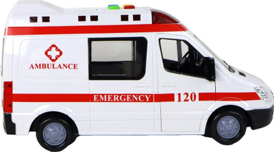 Makine lodër ambulancë LeanToys City Ambulance, me dritë edhe zë, e bardhë