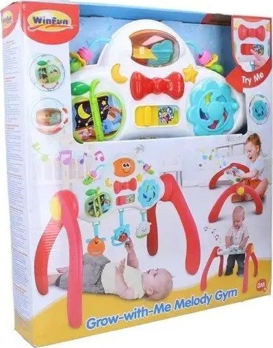 Palestrë lodrash për bebe Winfun Grow-with-Me Melody Gym, muzikë dhe drita, 3m+, shumëngjyrëshe