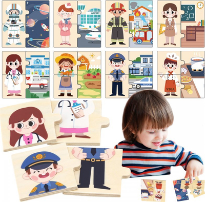 Puzzle druri me profesione Viga, 8 pjesë, edukativ, shumëngjyrësh
