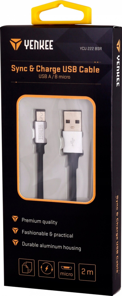 Kabllo USB Yenkee YCU 222 BSR, USB A në microUSB, 2 m, argjendi