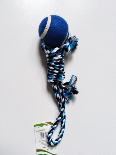 Играчка за кучиња Yarro, памучно јаже прстен со топка, 29cm