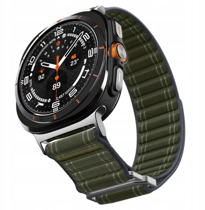 Ремен за часовник Spigen Fabric Band за Samsung Galaxy Watch Ultra 47mm, текстил, затворање со самолеплива лента, зелен