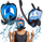 Maskë snorkeling për gjithë fytyrën L/XL, 2 tuba, transparente me të zezë