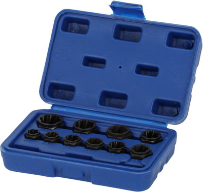 Set soketash për vida dhe arra të dëmtuara V08080, 9 19 mm, çelik, argjendtë