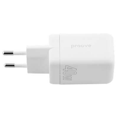 Karikues muri Proove Silicone Power, 40W, me 2×Type-C, i bardhë