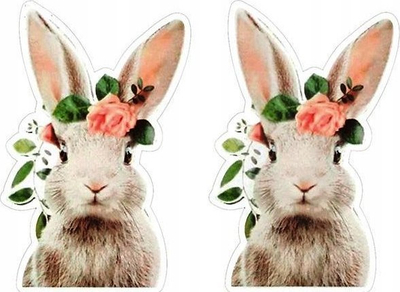 Stikera letre Hasta Rabbit, me lepurush, 6 copë, shumëngjyrëshe