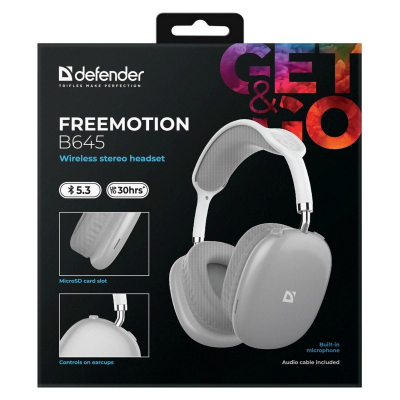 Слушалки Defender Freemotion B645, блутут, USB C, сиви
