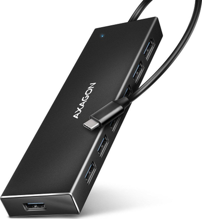 USB HUB Axagon HUE-F7A, 7x USB 3.2 Gen 1, kabllo USB-C 30 cm, alumini