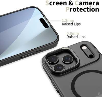 Mbrojtëse telefoni Tech-Protect MagStand për iPhone 17 Pro, MagSafe, matte black, e zezë