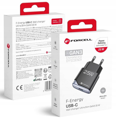 Karikues muri Forcell F-Energy Ultra Slim GaN III, 25W, USB C PD QC 4.0, i zi