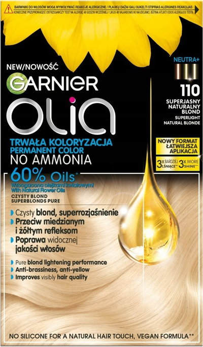 Bojë flokësh Garnier Olia 110 Super Lightening, super çelëse, mbulim i plotë i thinjave