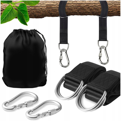 Set rripash montimi për hamak, 2 copë, deri 150 kg, ngjyrë e zezë