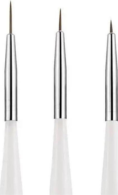 Set furça të holla për Nail Art, 3 copë, dorezë plastike, shumëngjyrëshe