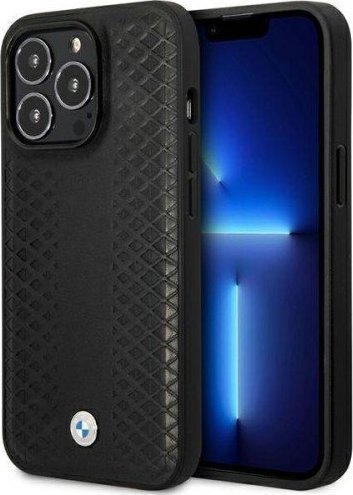 Mbështjellës telefoni BMW BMHMP14X22RFGK për iPhone 14 Pro Max, lëkurë, MagSafe, i zi
