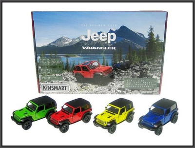 Makina lodër Kinsmart Jeep Wrangler 2018, shkallë 1:34, metal, shumëngjyrëshe