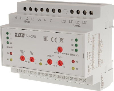 Kontroller rrjeti F&F SZR-278, trefazor 3 x 400V, montim në shinë 35mm