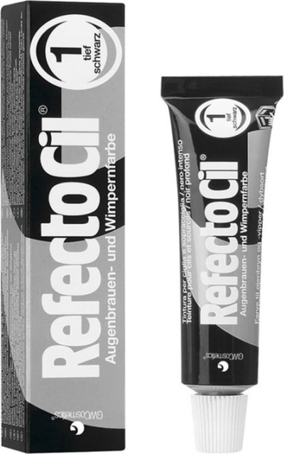 Xhel boje për vetulla edhe qerpikë RefectoCil Henna 1 Pure Black, që s’e merr uji, i zi shumë intensiv