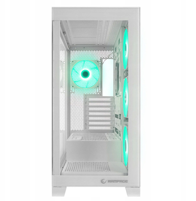 Kutia PC Rampage Hydra V2 Aquarium, 4 ftohësa ARGB, ATX e E-ATX, e bardhë