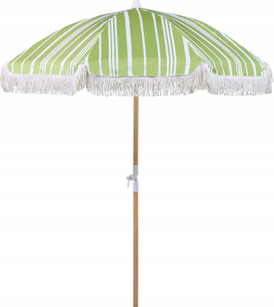 Çadër plazhi Beliani Mondello, 150 cm, poliester rezistent UV, jeshile me vija