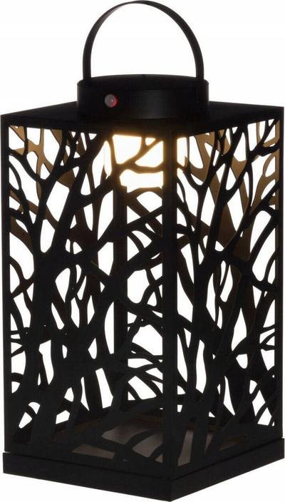Lampë dekorative metalike LED solar, 38 cm, me dorezë, e zezë
