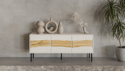 Kabinet TV Cama Meble Fellini 3D, 143.5x40x61.5 cm, me LED, kashmiri