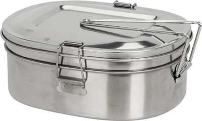 Set enësh kampingu pa markë, 2 enë inox me kapakë, çelik inox, argjendtë