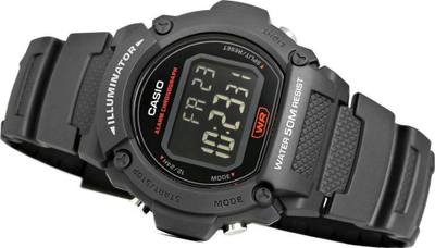 Orë digjitale Casio W219H 8, rezistente ndaj ujit 50m, e gri
