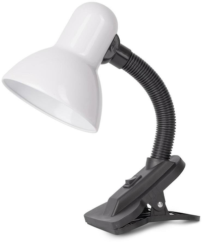 Lampë tavoline Avide Basic Clipbar, kapëse, 60W E27, e bardhë e zezë