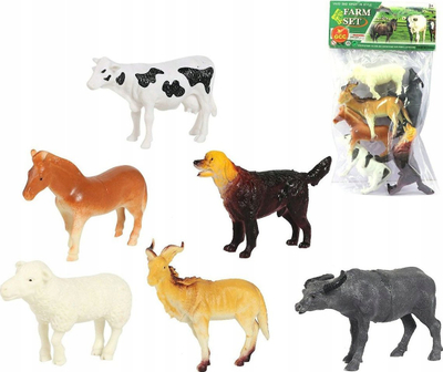 Set lodrash Gazelo Toys Domestic Animals Farm, 6 figura, 13cm, shumëngjyrësh