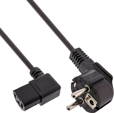 Kabllo rryme InLine CEE 7/7 me kënd C13 majtas, 5m, e zezë