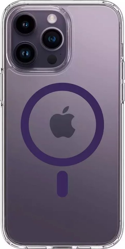 Mbrojtëse telefoni Spigen Ultra Hybrid MagFit për iPhone 14 Pro, transparente, lejla Deep Purple