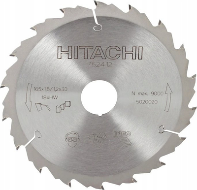 Disk sharrë rrethore Hikoki 165x30 20mm Z18, 18 dhëmbë, metalik