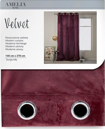 Perde AmeliaHome Velvet, 140x270 cm, me unaza, burgundy