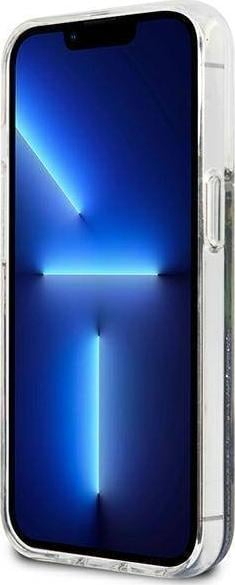 Mbulesë telefoni Guess Flower Liquid Glitter, për iPhone 13 Pro 13 6.1", plastike e fortë, blu