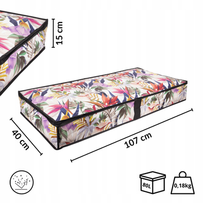 Kuti ruajtjeje nën shtrat Floral Beauty, me zinxhir, me dorezë, me dizajn me lule