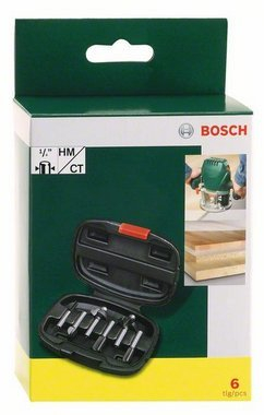 Set frezash druri Bosch, 6 copë, bosht 1/4", në kuti plastike