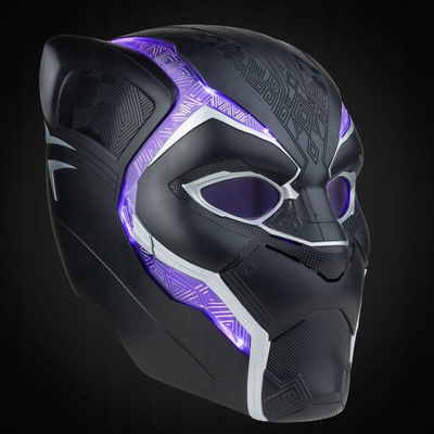 Helmë role play Marvel Legends Black Panther Premium elektronike, me drita, lente që ngrihen, e zezë