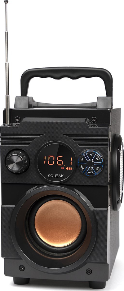 Altoparlant Bluetooth Squeak BassBlaster SQ1001, multifunksional, me radio FM, ngjyrë e zezë