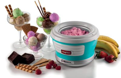 Aparat për akullore Ariete 643/01, 1.5L, kompakt, blu e çelët