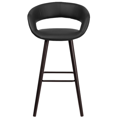 Stol bari Flash Furniture, 75cm, lëkurë sintetike, i zi