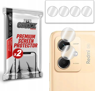 Xham mbrojtës kamere GrizzGlass HybridGlass për Xiaomi Redmi Note 12R, set me 2 copë, transparent